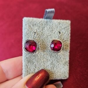 Elegant Red Gemstone Earrings